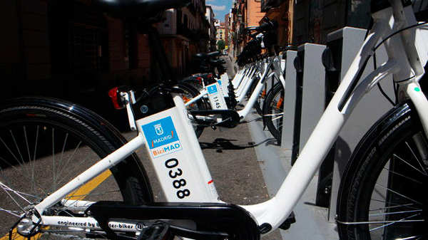 BiciMad electric bicycles in Madrid, Spain